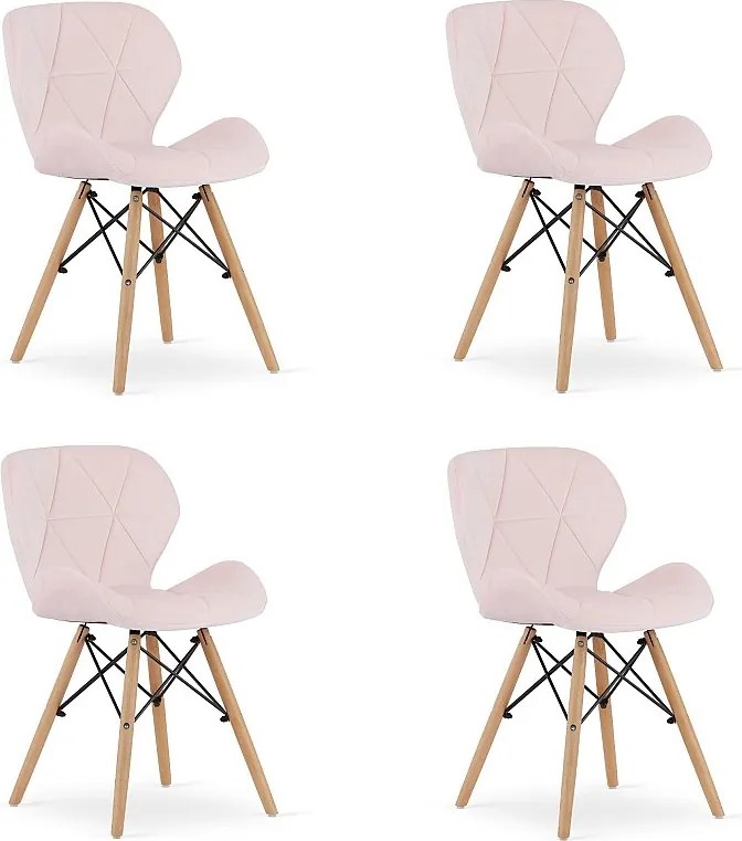 Krzesło Valora WAKO Velvet w nowoczesnym stylu, różowe, do salonu x4