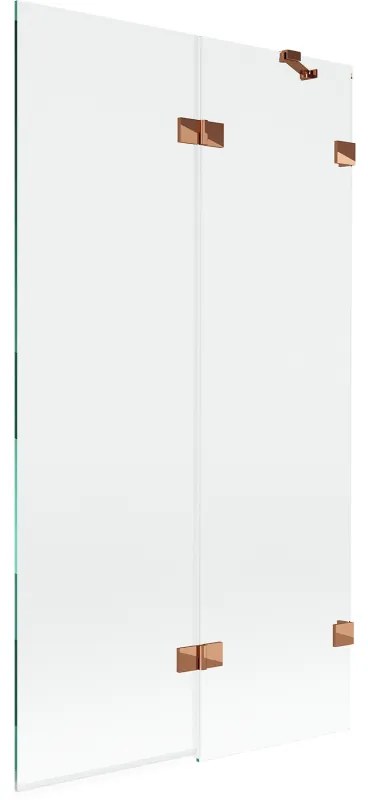 Mexen Lunar parawan nawannowy 2-skrzydłowy prawy 100 x 150 cm, transparent, różowe złoto - 897-100-100-60-00-P