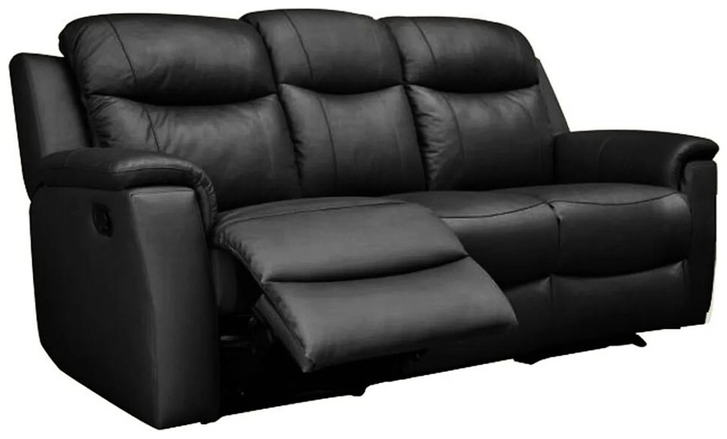 Kanapa skórzana 3-osobowa EVASION z funkcją relax - Czarny