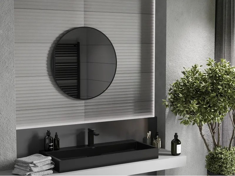 Mexen Loft lustro łazienkowe okragłe 75 cm, rama czarna - 9850-075-075-000-70