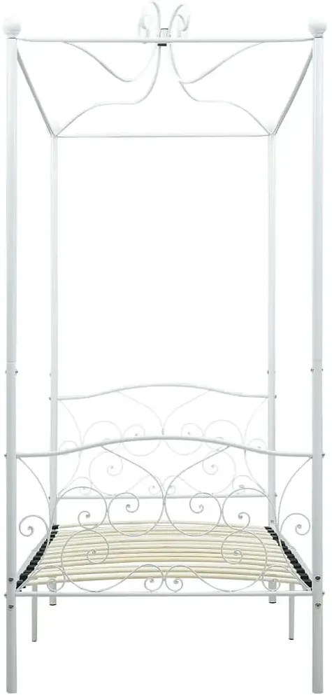 Białe rustykalne łóżko z baldachimem 90x200 cm - Ifrexi