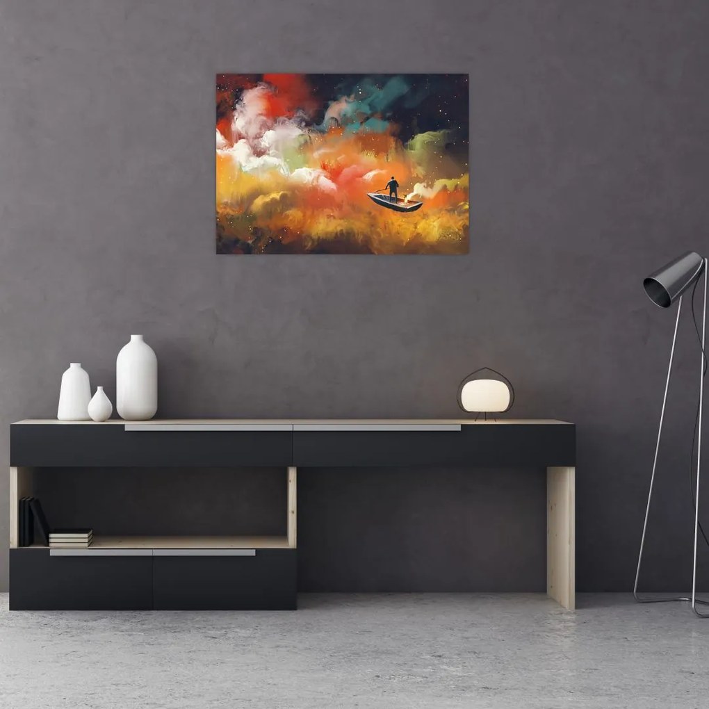 Obraz - człowiek unoszący się w kosmosie (70x50 cm)