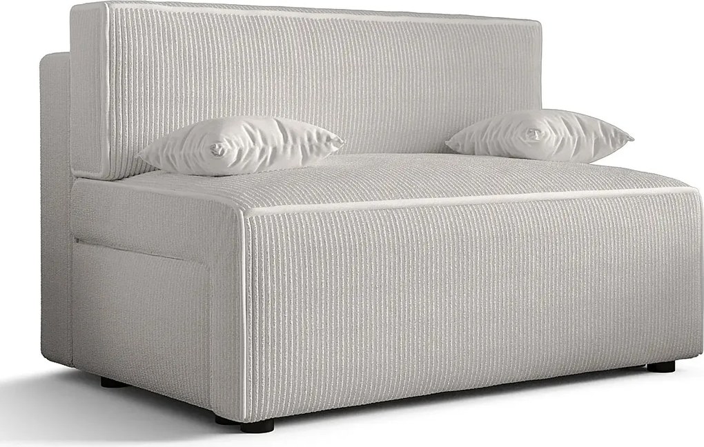 Biała sztruksowa sofa rozkładana z pojemnikiem L1-K41