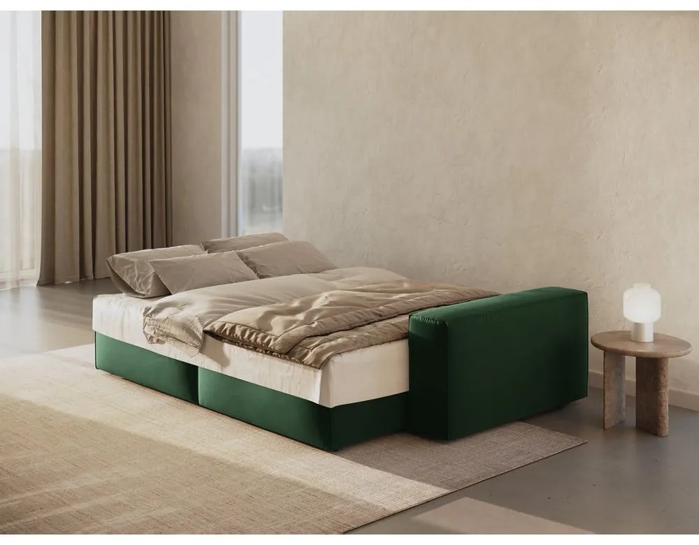 Ciemnozielona aksamitna rozkładana/ze schowkiem sofa 247 cm Jodie – Micadoni