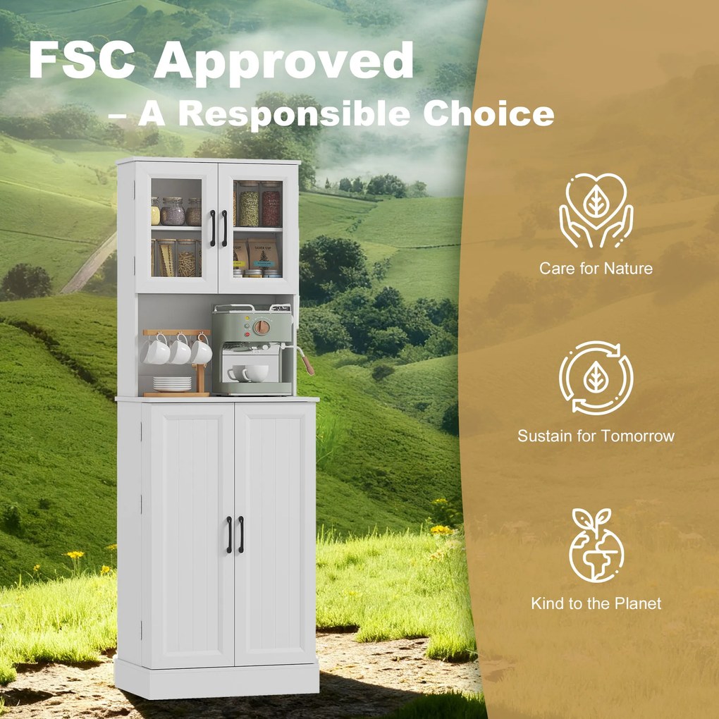 HOMCOM Biała szafka kuchenna z regulowaną półką drzwi akrylowe otwór na kable do kuchni i salonu | Aosom PL