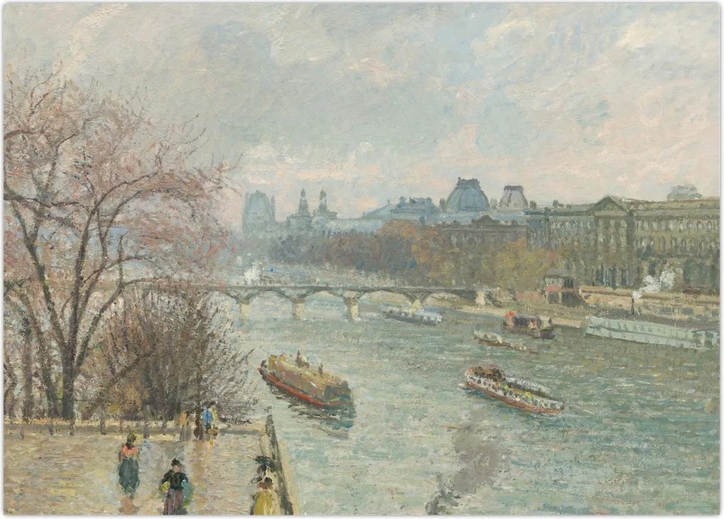 Obraz - Camille Pissarro, The Louvre, Afternoon, Rainy Weather, reprodukcje (70x50 cm)