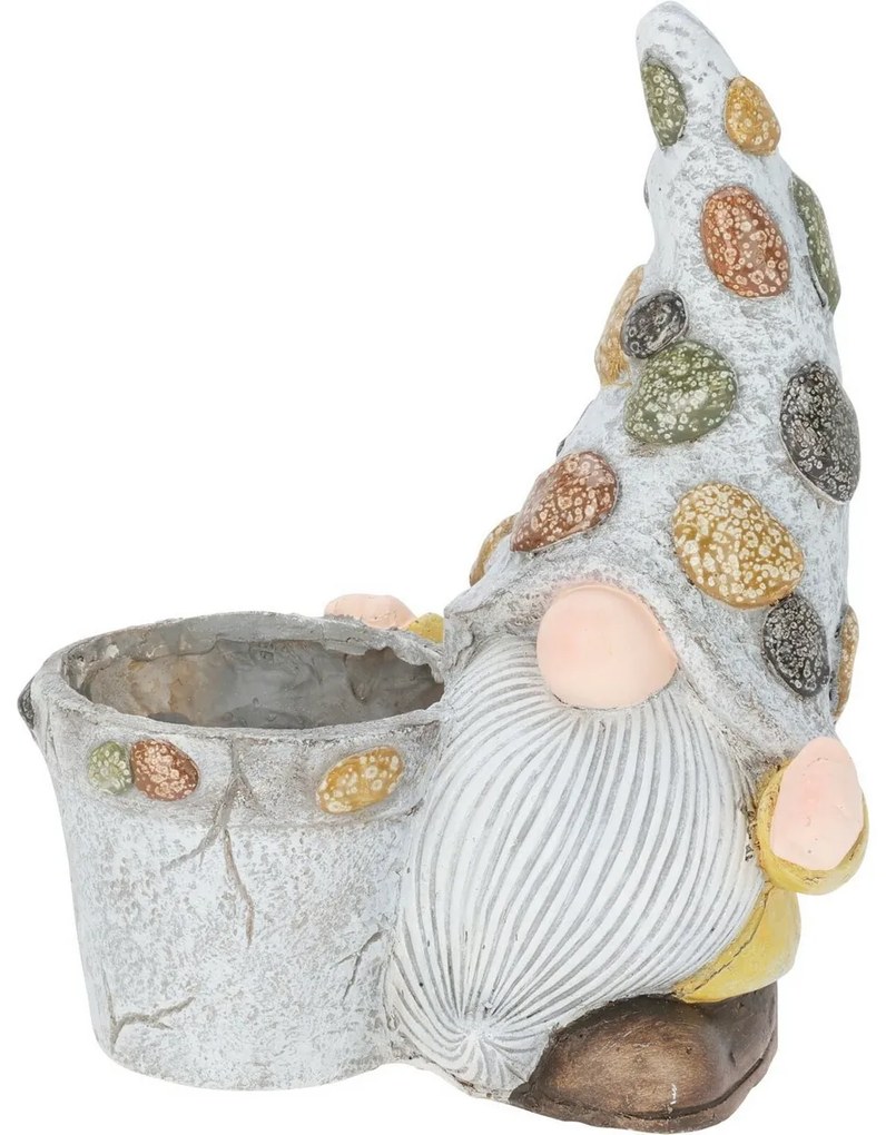 Doniczka ogrodowa z krasnalem, poliresina, 30 x 19x 35,5 cm