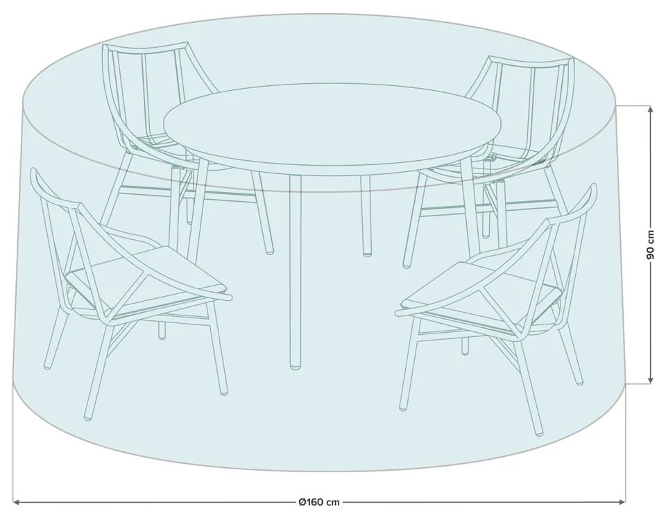 POKROWIEC NA MEBLE OGRODOWE JADALNIANE Z OKRĄGŁYM STOŁEM 160X90 CM