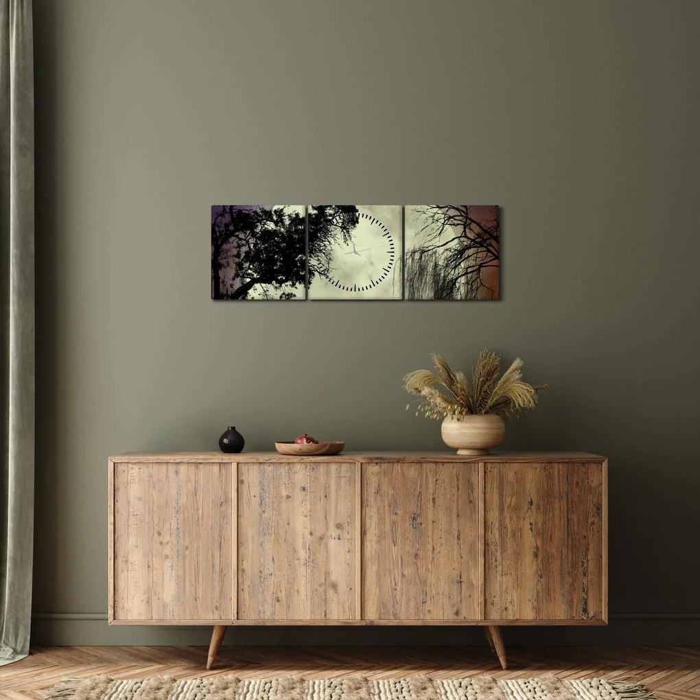 Obraz - Księżyc w pełni nad powierzchnią (z zegarem) (90x30 cm)
