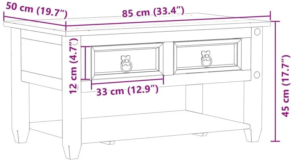 Sosnowy stolik kawowy z 2 szufladami K8-F96