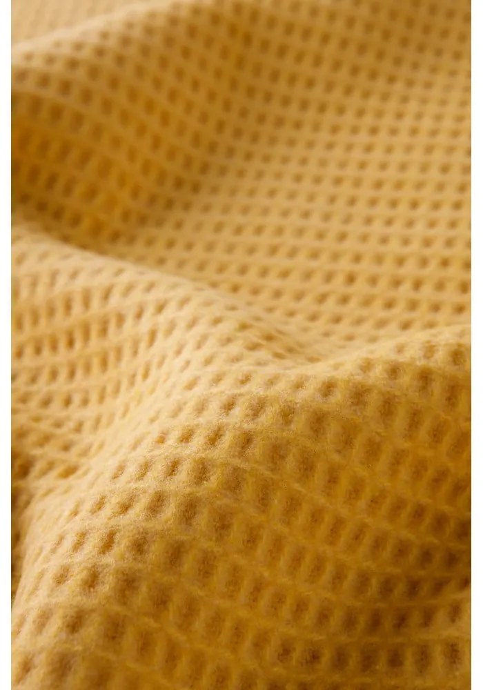 Żółty pled Euromant Waffle, 140x180 cm
