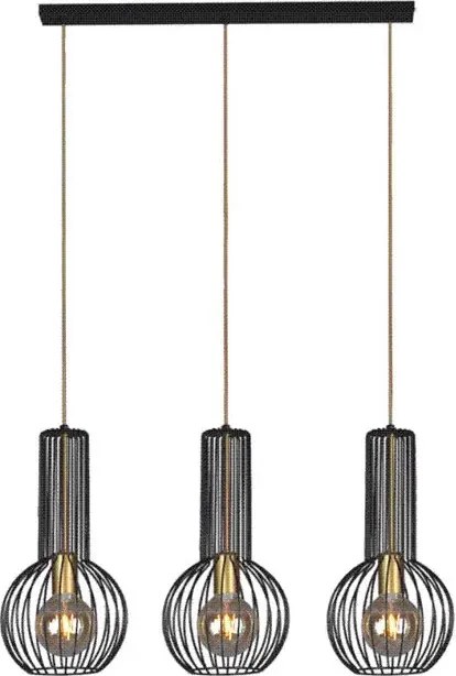 Czarno-złota loftowa lampa wisząca nad stół - 3X S135 L0-F74