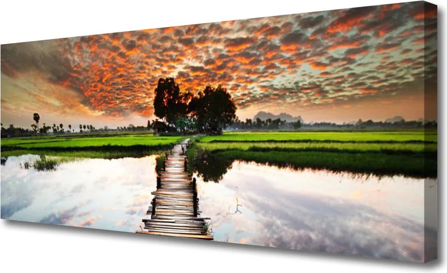 Obraz na płótnie Most nad Górskim Jeziorem