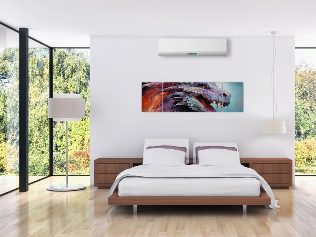 Obraz - Ilustracja przedstawiająca smoka (170x50 cm)