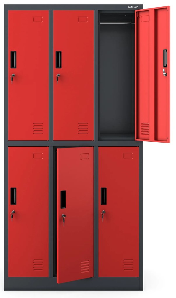 Szafka socjalna ubraniowa BHP 6-drzwiowa: IGOR, 900 x 1850 x 450 mm