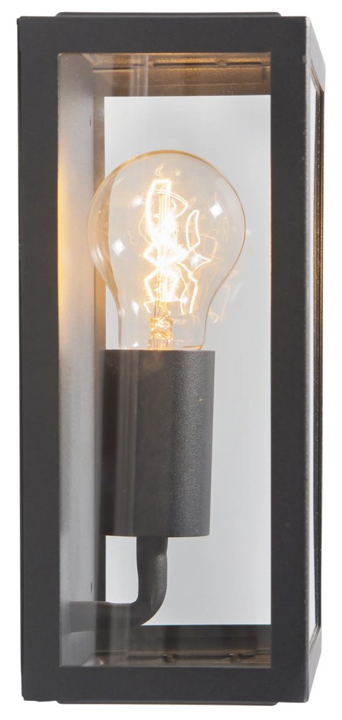 Zewnetrzna Industrialna lampa ścienna zewnętrzna czarna ze szkłem 25,5 cm IP44 - Rotterdam Rustykalny / Vintage Oswietlenie zewnetrzne