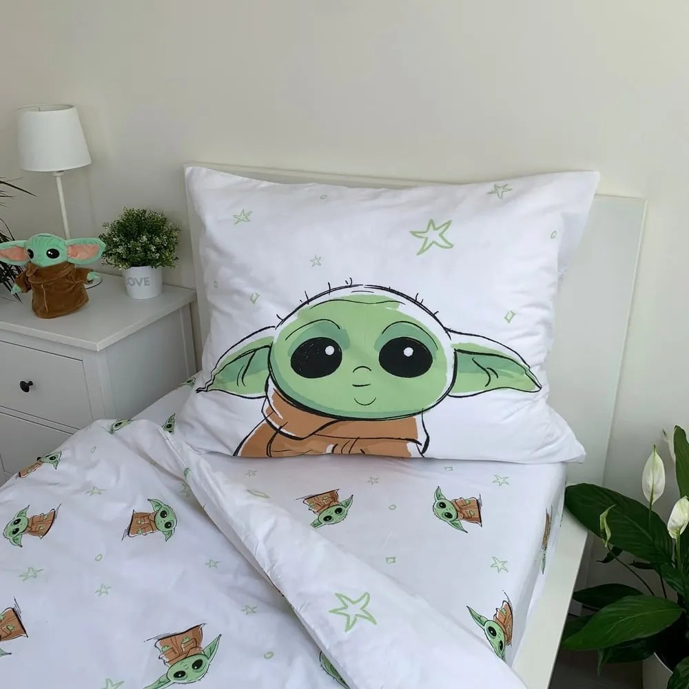 Bawełniana dziecięca pościel jednoosobowa 140x200 cm Star Wars Baby Yoda – Jerry Fabrics