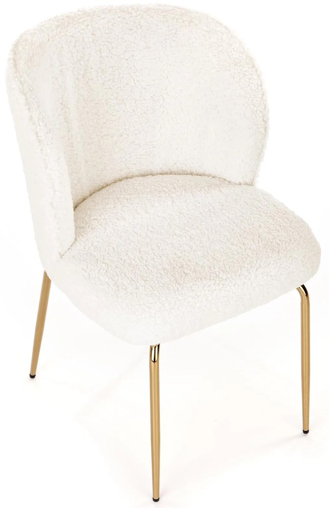 Krzesło, bouclé kremowe, K474 złoty stelaż, nowoczesne, eleganckie,