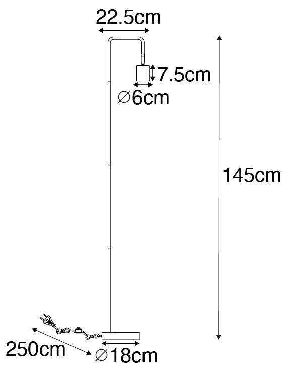 Nowoczesna lampa podłogowa czarna z regulacją - Java Nowoczesny Oswietlenie wewnetrzne