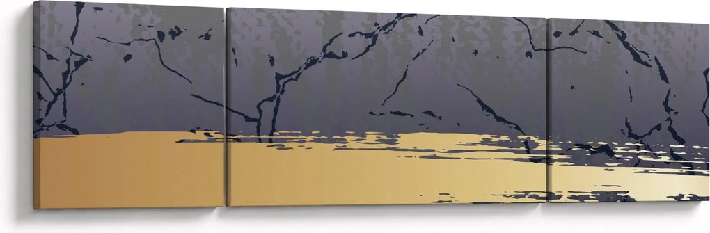 Obraz - Niebiesko-złota abstrakcja N⁰1 (170x50 cm)