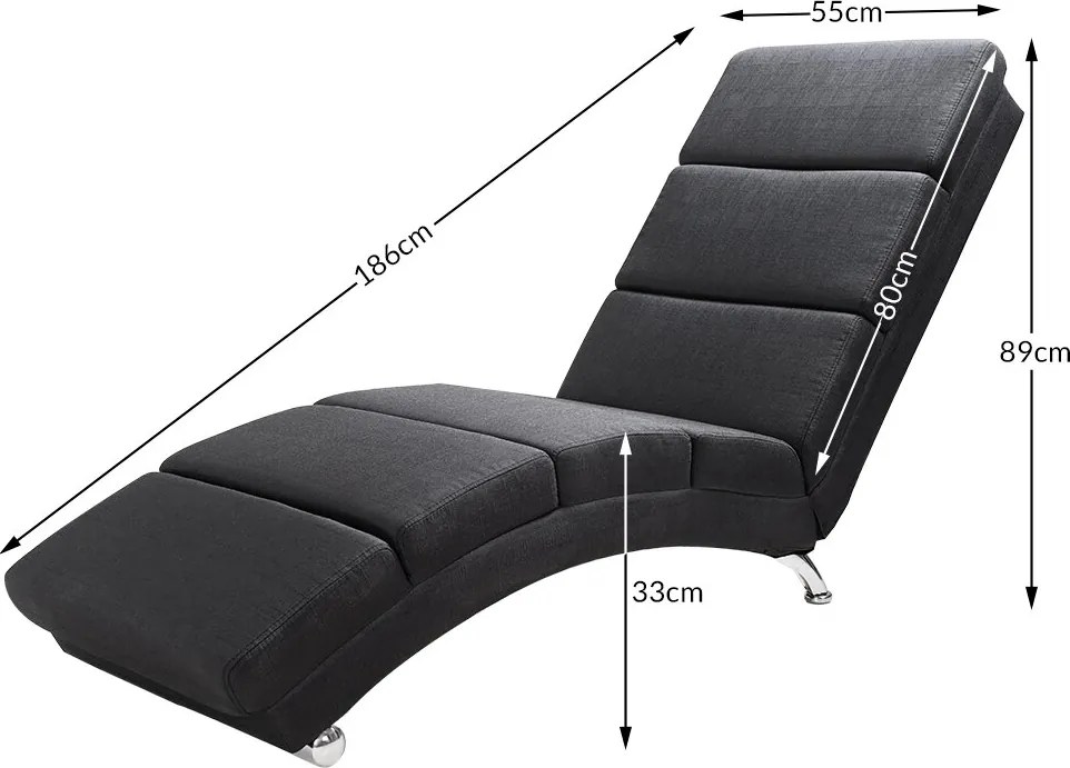 Leżanka LONDON, 186×55×89cm, antracytowa Casaria