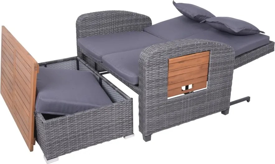 Szara sofa ogrodowa z imitacji rattanu Bari – Garden Pleasure