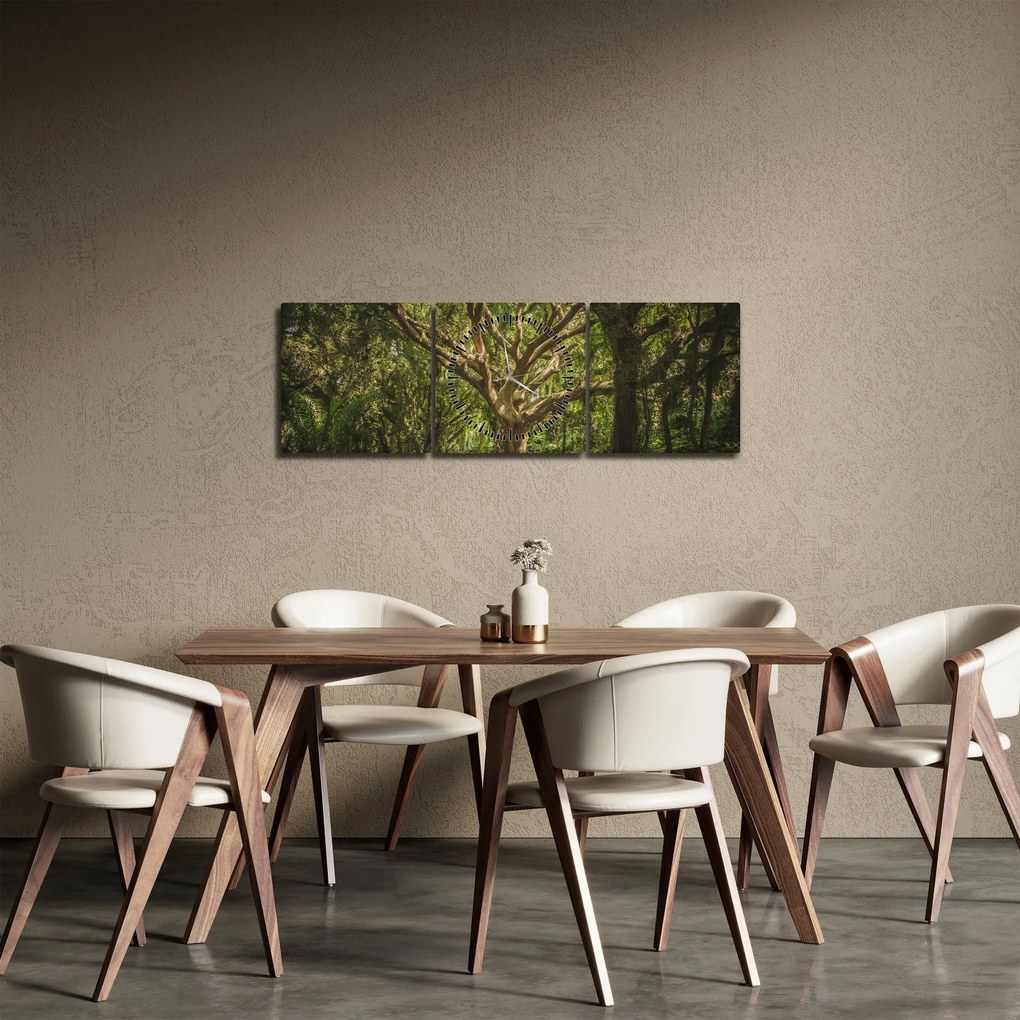 Obraz drzewa (z zegarem) (90x30 cm)