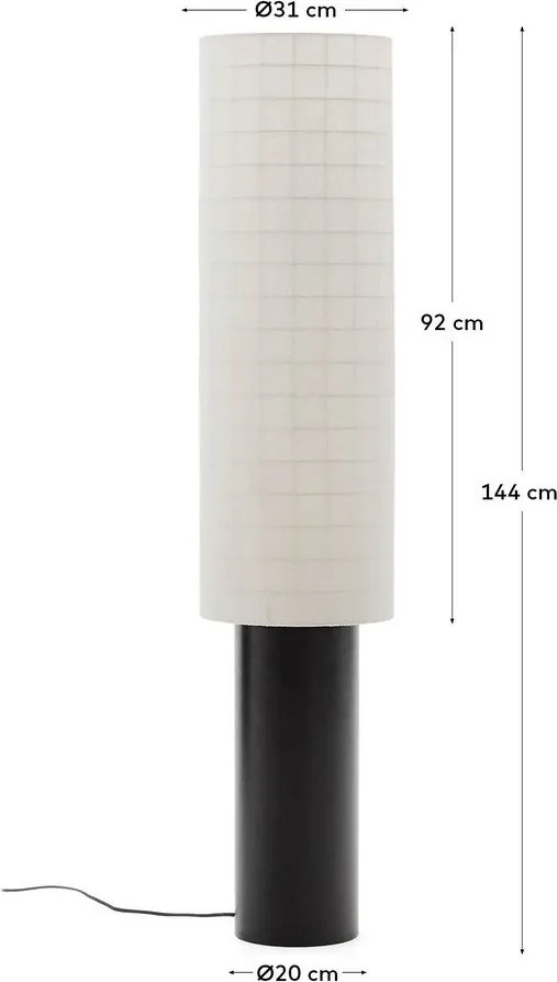 Biało-czarna lampa stojąca z tekstylnym kloszem (wysokość 142 cm) Dulan – Kave Home
