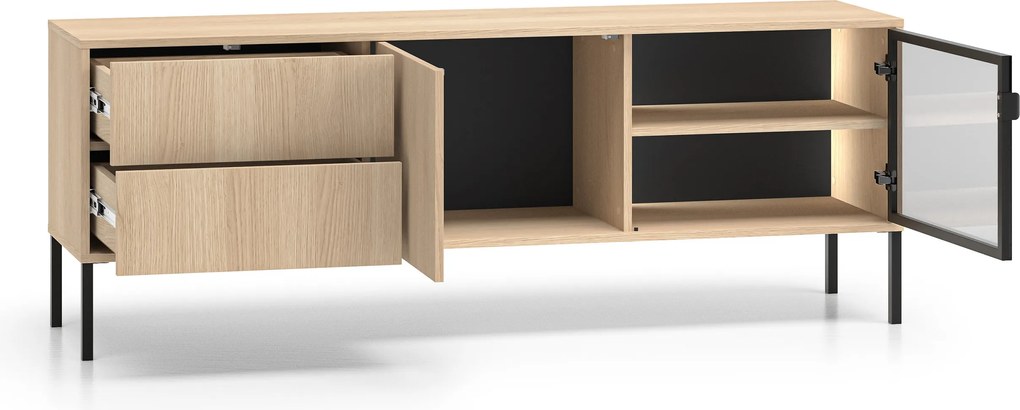 Szafka RTV Harmona 160 cm z szufladami i oświetleniem - dąb lindberg
