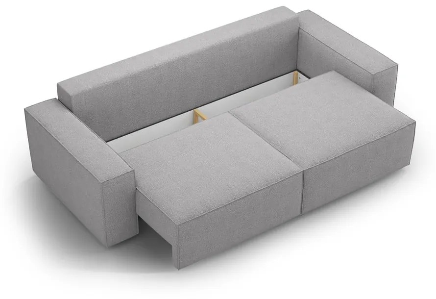 Jasnoszara rozkładana sofa z materiału bouclé 247 cm Jodie – Micadoni Home