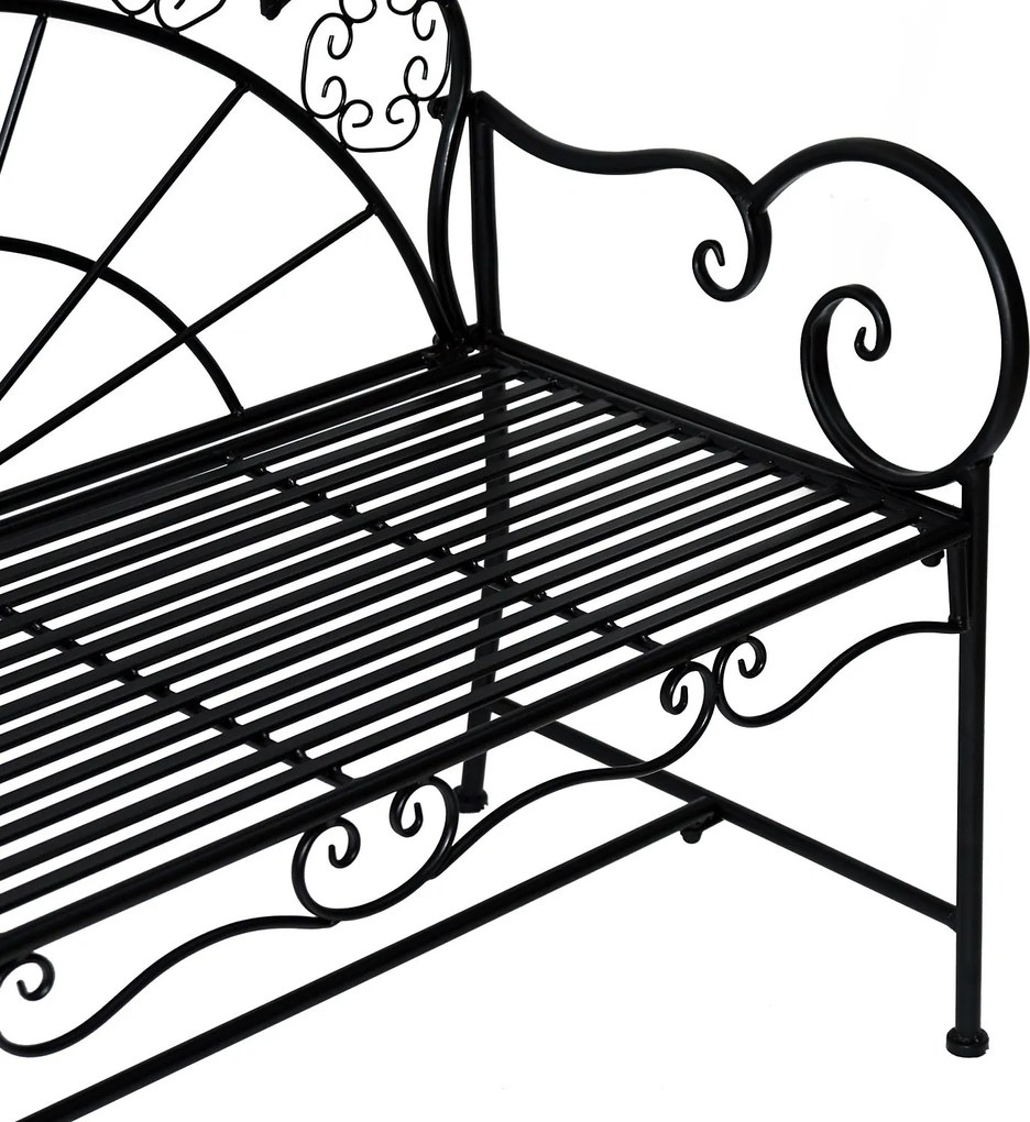 Ławka ogrodowa parkowa 2-osobowa metal czarna outsunny