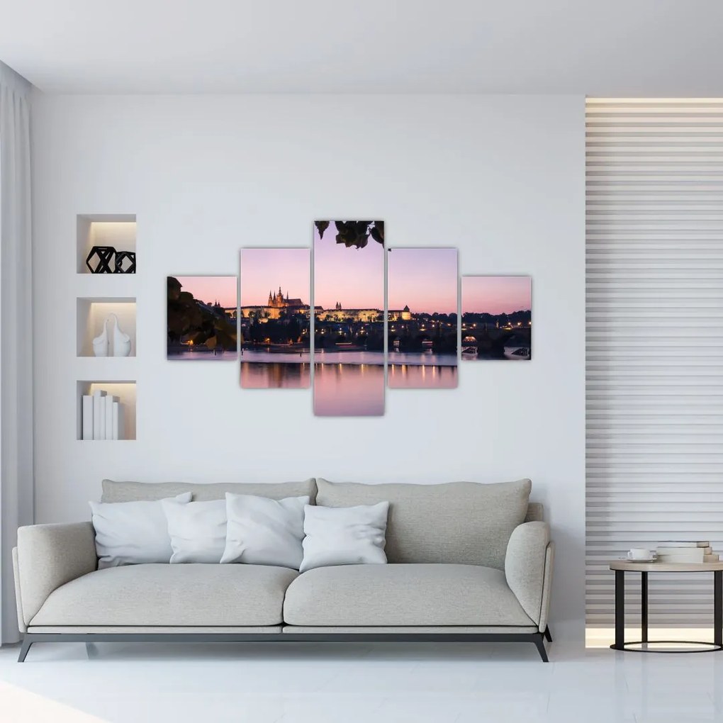 Obraz Zamku Praskiego i Wełtawy (125x70 cm)