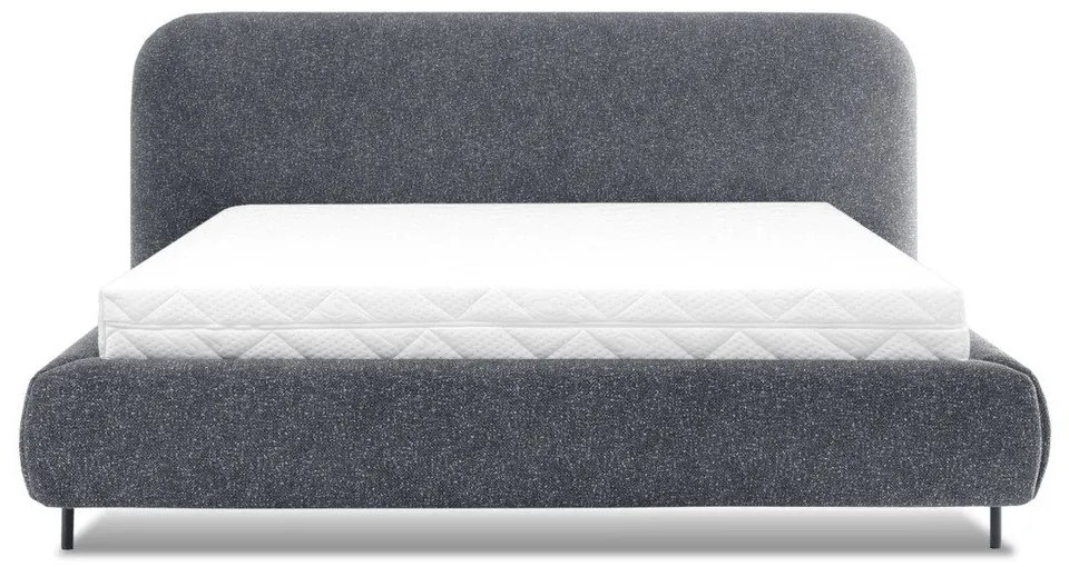 Niebieskie tapicerowane łóżko dwuosobowe ze schowkiem ze stelażem 160x200 cm Pointt – ELTAP