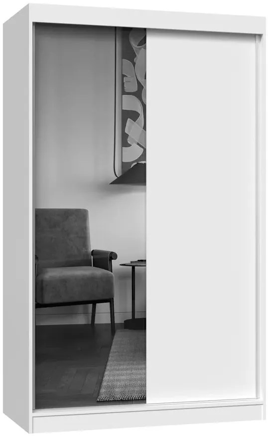 Biała garderoba dwudrzwiowa 120 cm z 1 lustrem L7-B53
