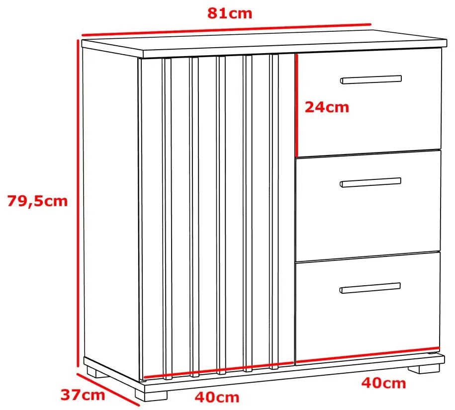 Komoda Z Lamelami Na Nóżkach E6-P65