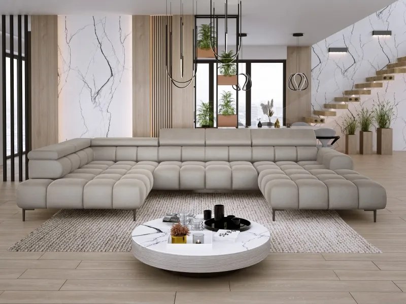 Narożnik PLAZA XL Lewostronny z elektryczną regulacją siedziska Tkanina APHRODITE 04 WERSAL
