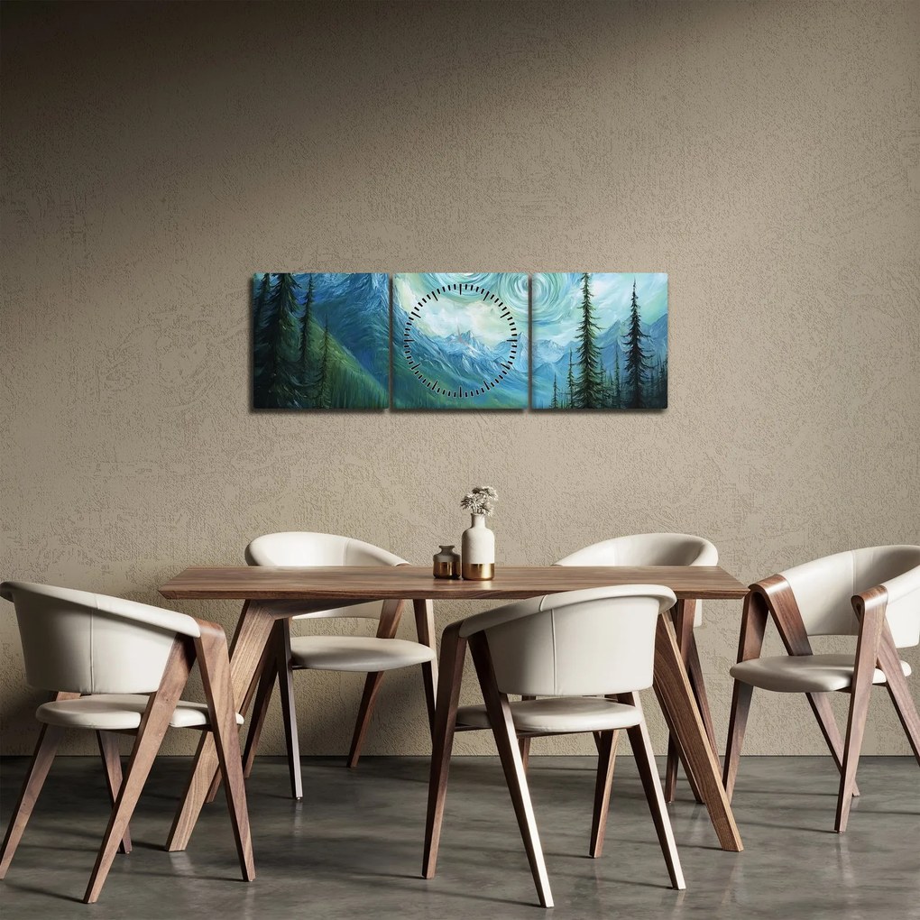 Obraz - Krajobraz z nutą Van Gogha (z zegarem) (90x30 cm)