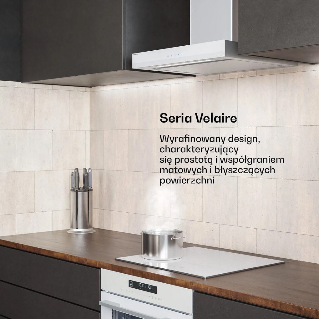 Klarstein Velaire 60cm Ekstrakcja/Recyrkulacja Okap przyścienny Biały