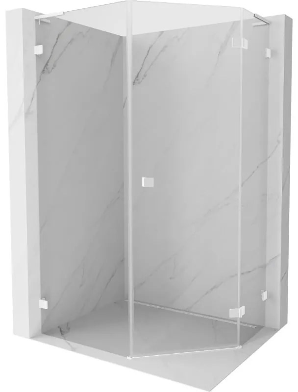 Mexen Lunar L kabina prysznicowa pięciokątna uchylna prawa 80 x 90 cm, transparent, biała - 831L-080P-090L-20-00-P