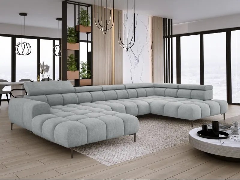 Narożnik PLAZA XL Prawostronny z elektryczną regulacją siedziska Tkanina CLOUD 81 WERSAL