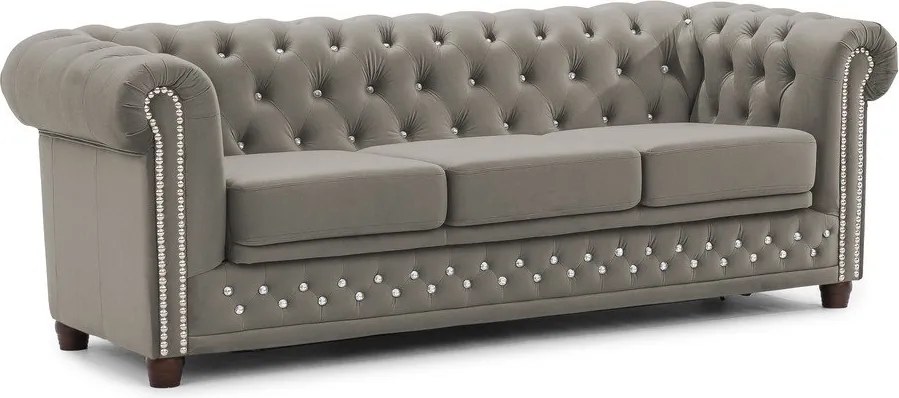 Szara aksamitna rozkładana sofa 203 cm York Blik – Ropez