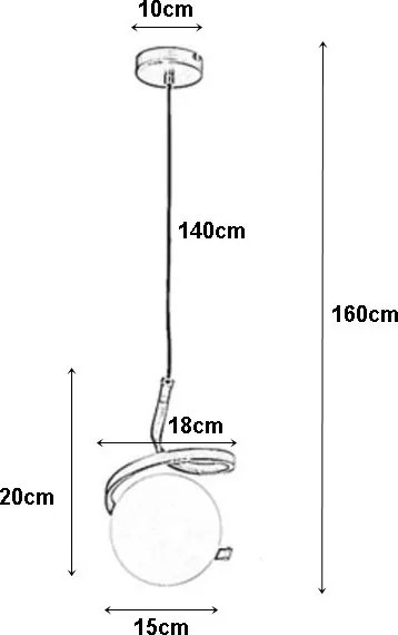 Lampa sufitowa szklana metalowa wisząca AT5-1SZ-Black
