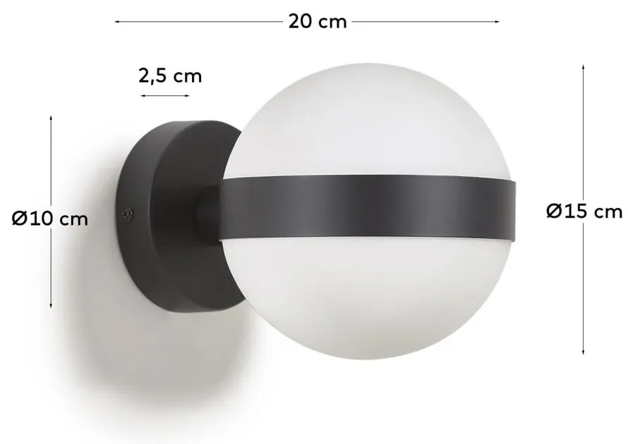 Czarny kinkiet ø 15 cm Anasol – Kave Home