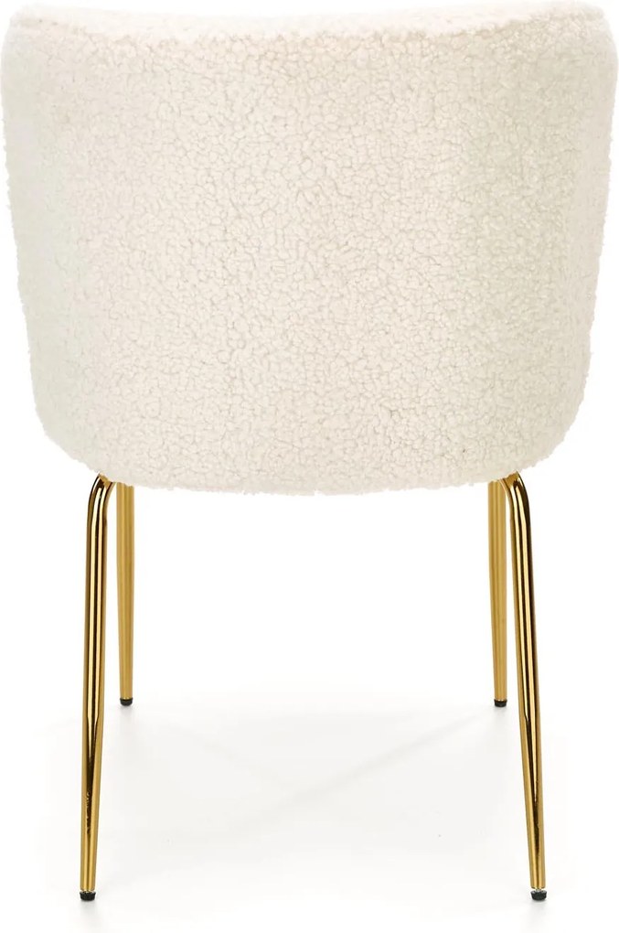 Krzesło do jadalni na złotych nogach tapicerowane tkaniną bouclé K474