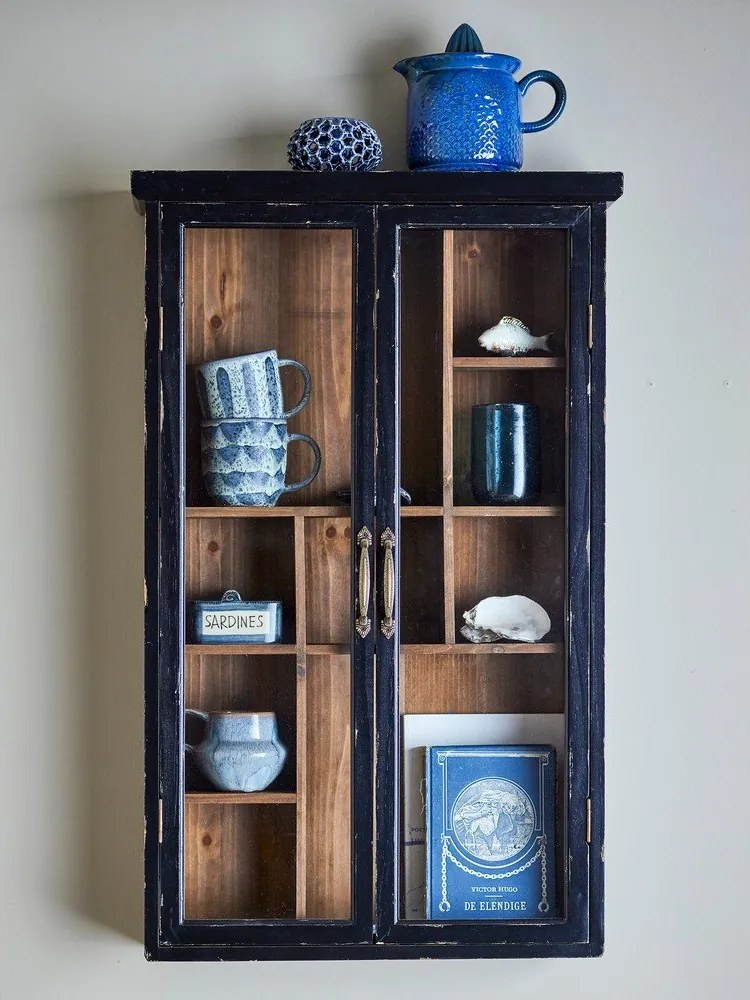 Czarna witryna z litego drewna jodłowego wisząca 50x80x14 cm Hazem – Bloomingville