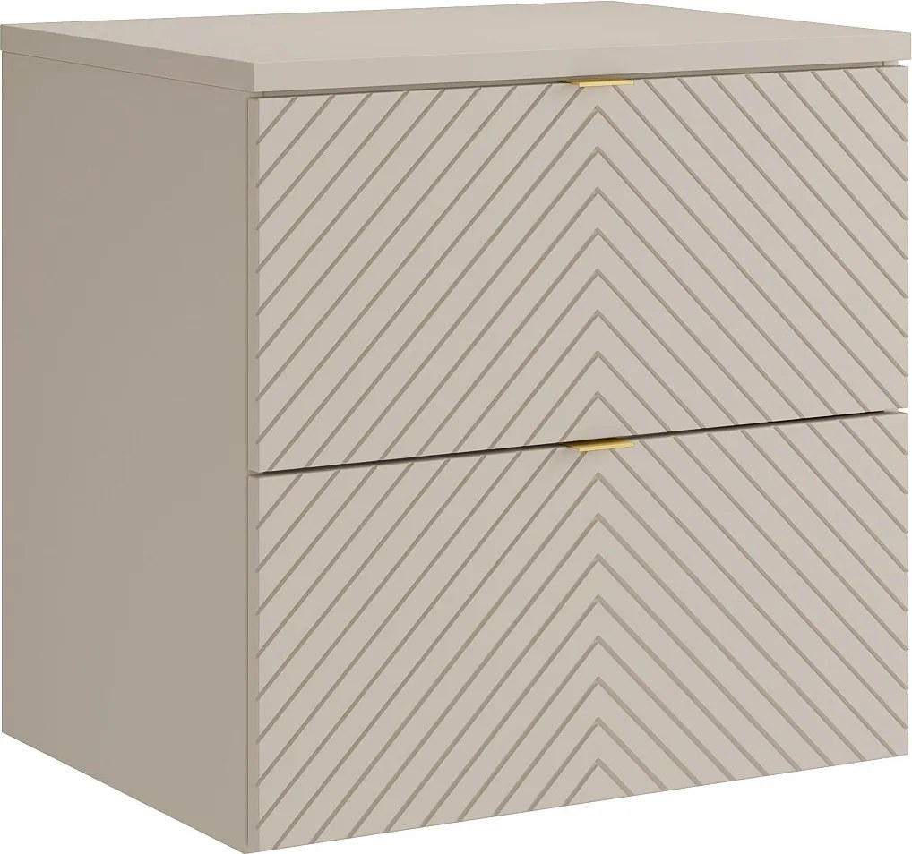 Wisząca szafka podumywalkowa w jodełkę z półką - Beżowa - 60 cm - DORIONI