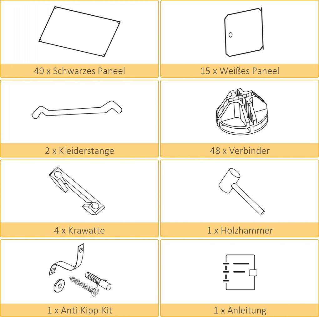 HOMCOM Szafa w Designie Kostek, 2 Duże i 9 Małych Kostek, Plastik, Metal, 111D x 47S x 183W cm, Czarno-Biały
