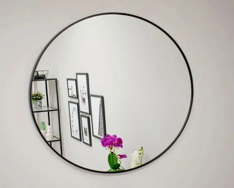 Okrągłe lustro ścienne w czarnej ramie 40 cm W0-Z13