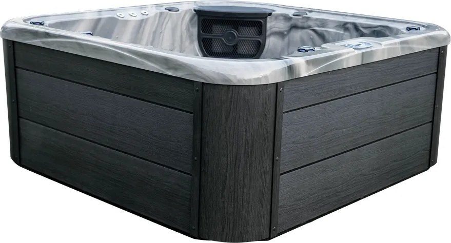 JACUZZI OGRODOWE WANNA SPA 5-OSOBOWA WHITE OBUDOWA ANTRACYT 195x195 CM