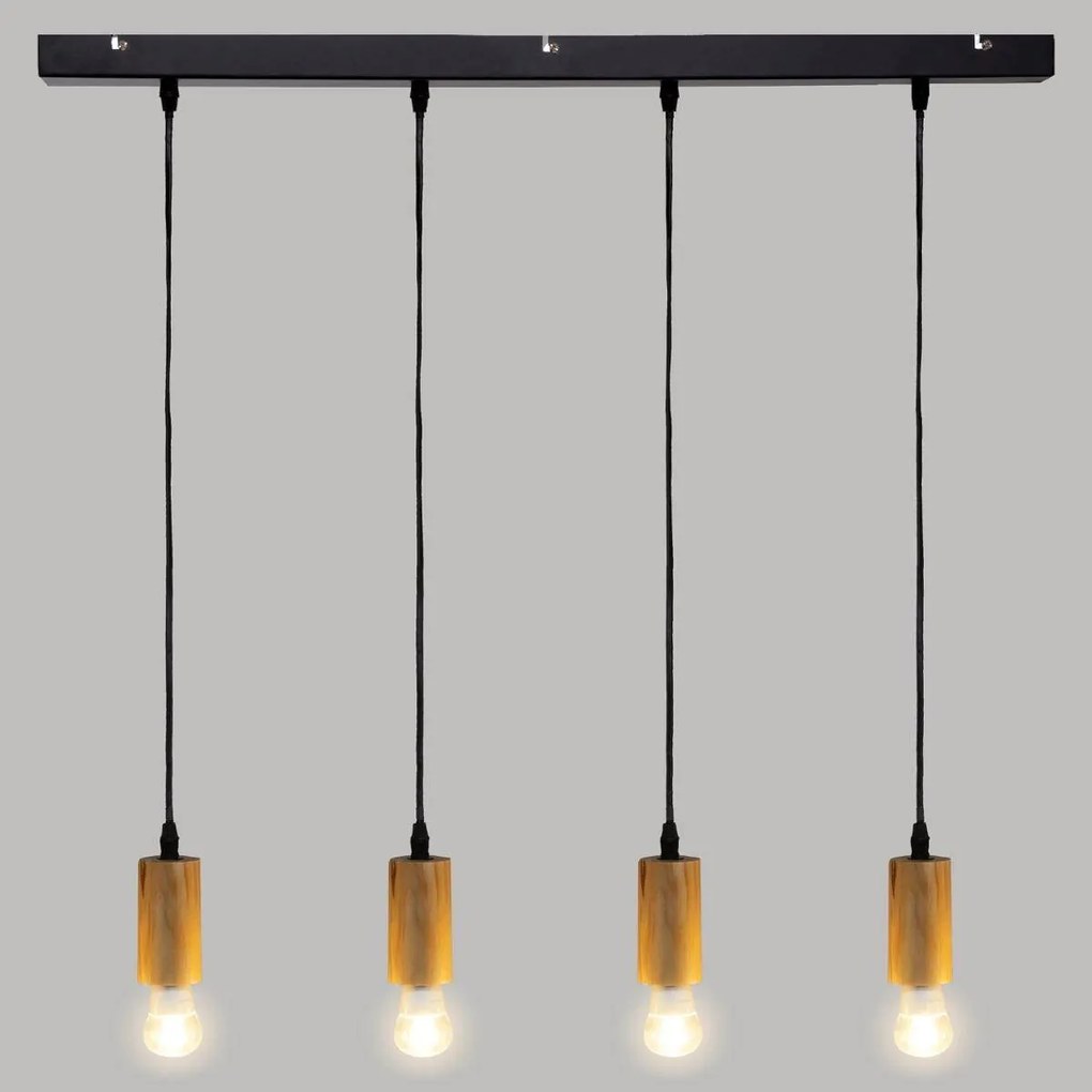 Lampa wisząca AYS, drewniana oprawa, 80 cm